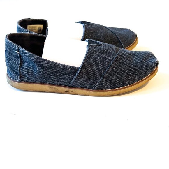 TOMS Alpargata Crepe 10010930 Black Washed Canvas Size 8 - Picture 4 of 10